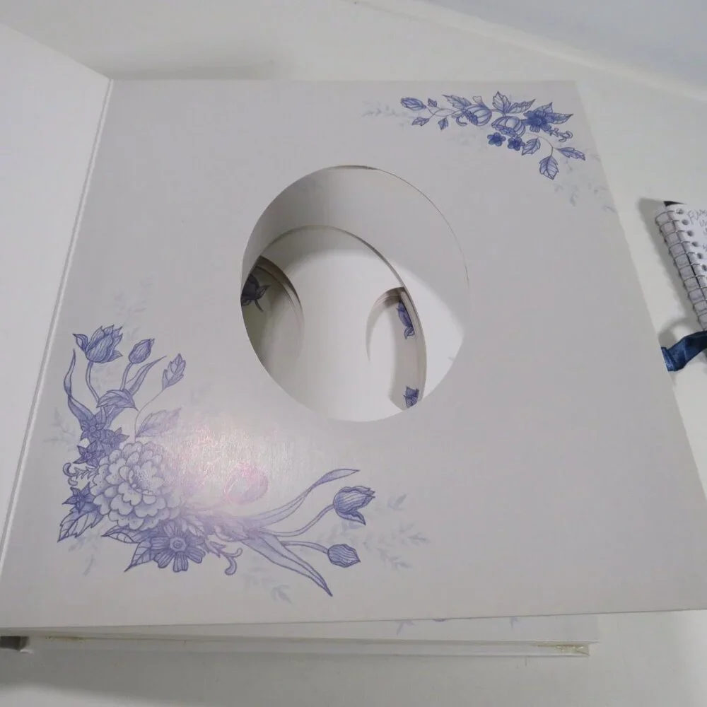 Vintage Style Photo Album: frame style, French Blue and White Floral Toile Twall
